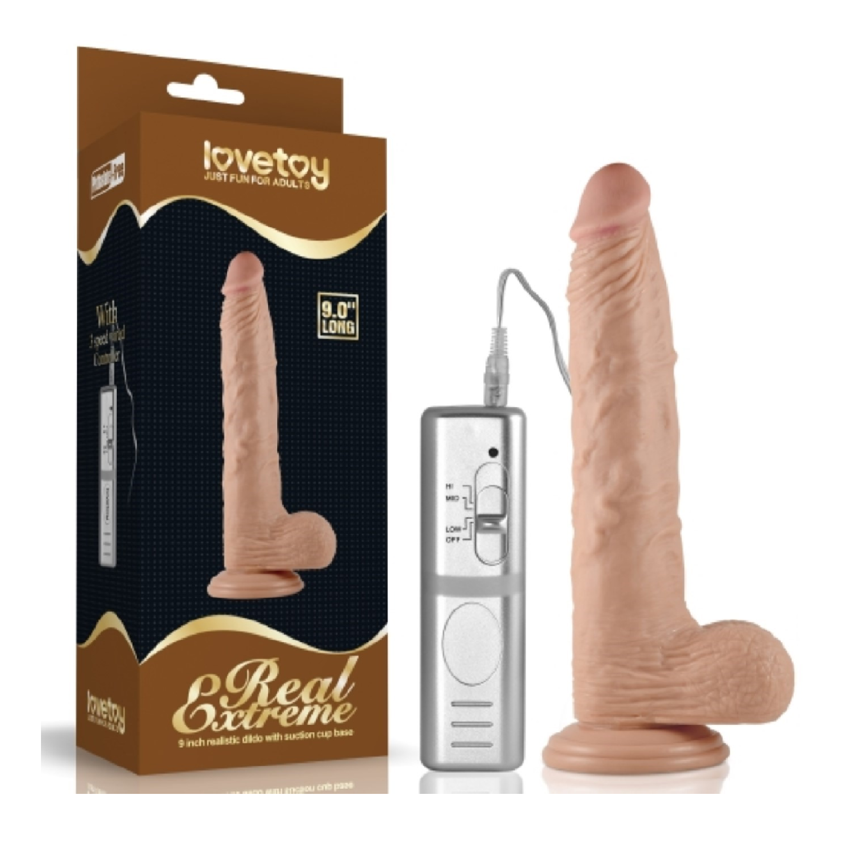 Real Extreme realističan vibrator od PVC-a sa vakum postoljem — 23 cm — 350042-1